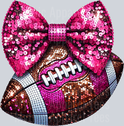 Sequin Football Pink and Brown School Spirit & Sports