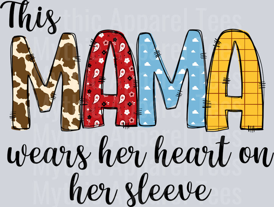 This Mama Wears Her Heart On Her Sleeve DTF Mom Transfers