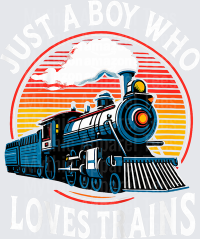 Trains Just A Boy Who Loves Trains Retro Sunset Steam Engine