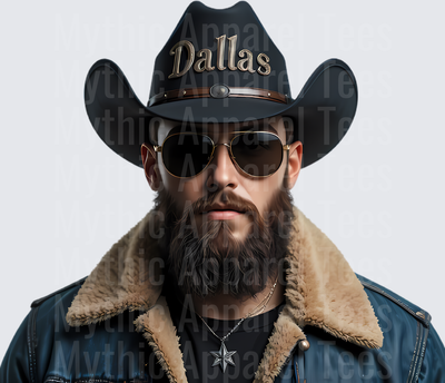 NFL Mascots Dallas Cowboys Bearded Cowboy Aviators Portrait