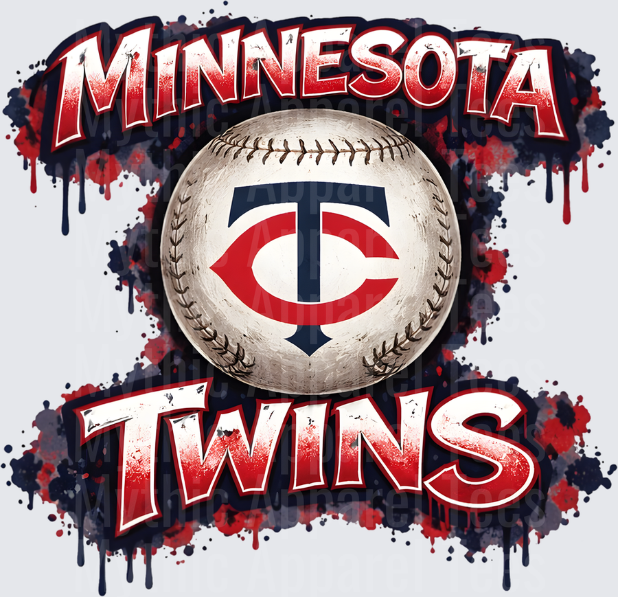 MLB Transfers Minnesota Twins Baseball Logo with Grunge Paint Splatter Effect