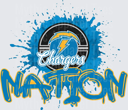 NFL Transfers Los Angeles Chargers Nation Lightning Bolt Paint Splash