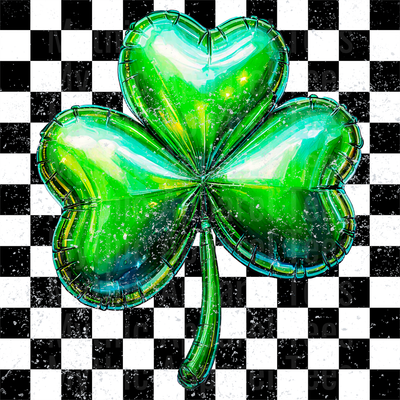 Checkered Shamrock Balloon St Patrick's Day