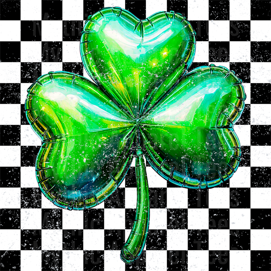 Checkered Shamrock Balloon St Patrick's Day