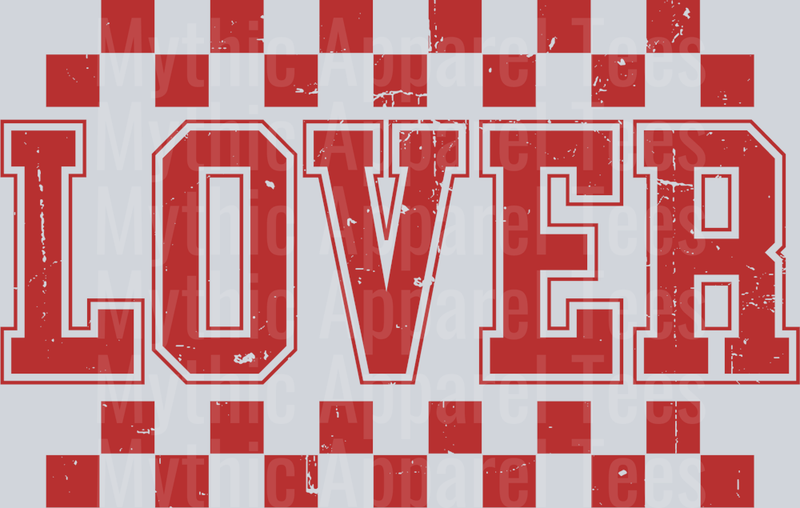 LOVER Checkers with red words DTF Valentines Day Transfers