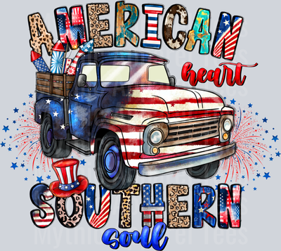 American Heart Southern Soul 4th of july DTF Patriotic Transfers