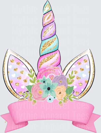 Peppa Pig Unicorn Horn Floral Crown Pink Banner Sign