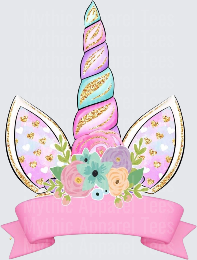 Peppa Pig Unicorn Horn Floral Crown Pink Banner Sign