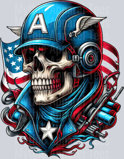 Captain America Traditional Skull Pt 2 DTF Superhero Transfers