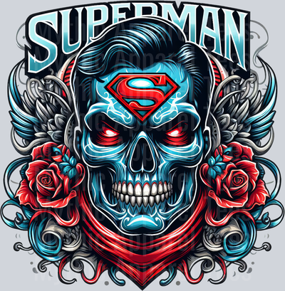 Superman Roses Skull DTF Superhero Transfers