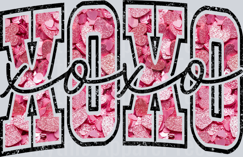 XOXO 3 Pink With Script Text Style Combo Valentines Day Design