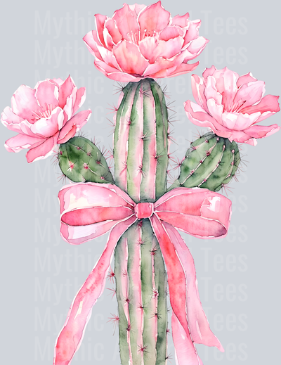 Cactus Pink Ribbon Flowers Cowgirl Western Southern Girl Pink