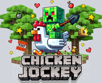 Chicken Jockey Minecraft Funny Designs DTF Pop Culture Transfers