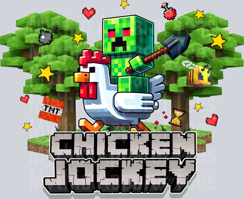 Chicken Jockey Minecraft Funny Designs DTF Pop Culture Transfers