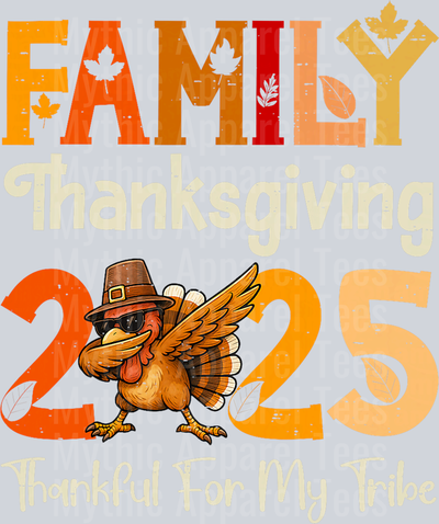 Family Thanksgiving 2025 Crew Dabbing Turkey Group Matching T-Shirt