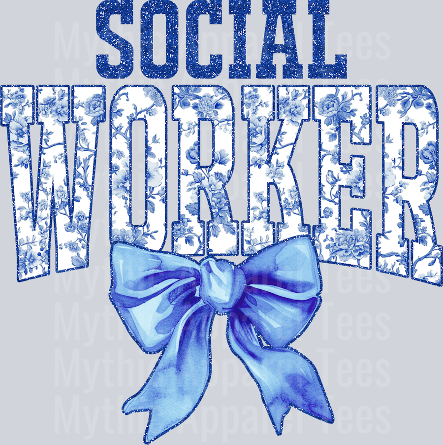 Light Blue Toile Social Worker
