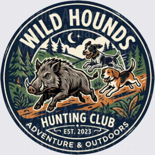 Wild Hounds Hunting Club Est. 2023 Wild Boar Chase Badge