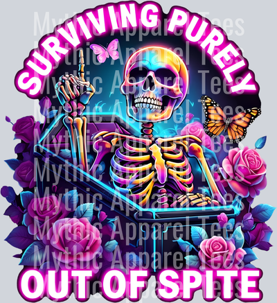 Surviving Purely Out of Spite - Butterfly - Rose - Skull Design - Skull Transfer