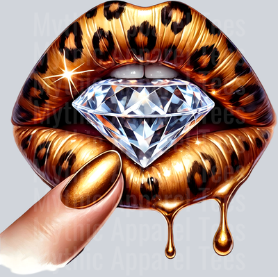 Gold Leopard Diamond Lips (7) DTF Glam Transfers