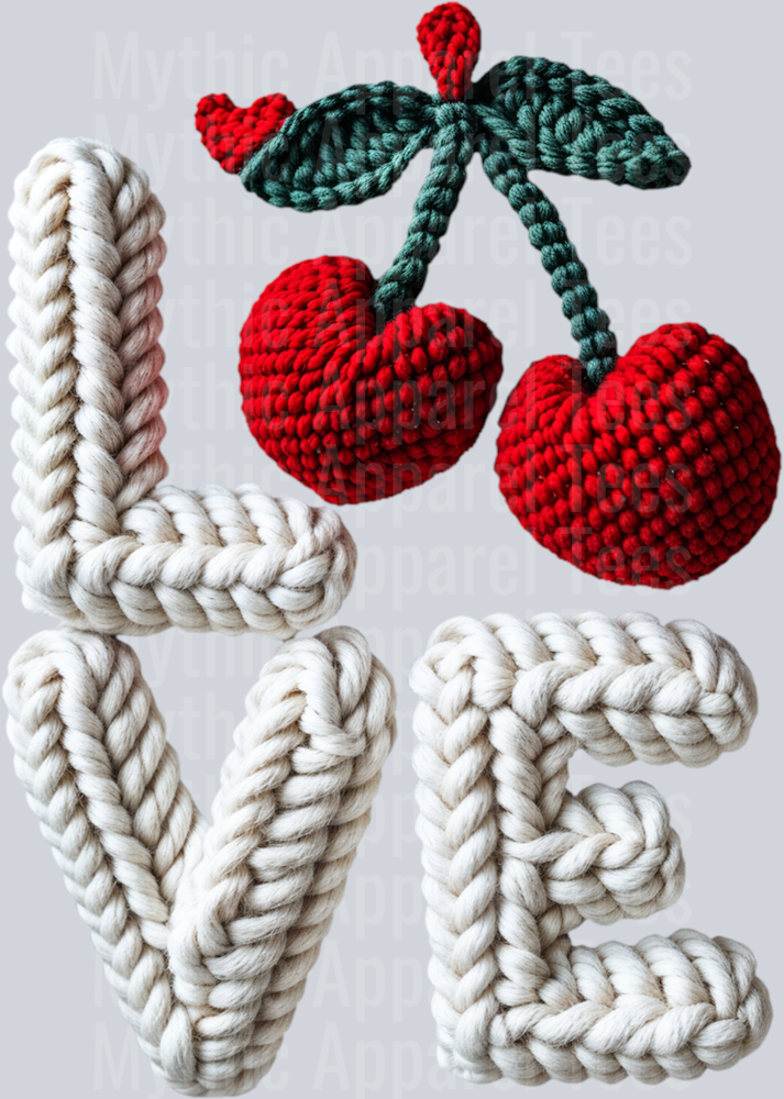 Love and Cherries Faux Yarn Valentines Day