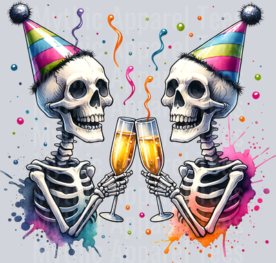 NEW YEARS SKELETONS CLIPART