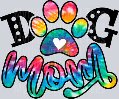 Dog mom tie dye paw print DTF Dog Transfers