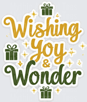 Christmas Wishing You Joy & Wonder Gold Green Gift Design