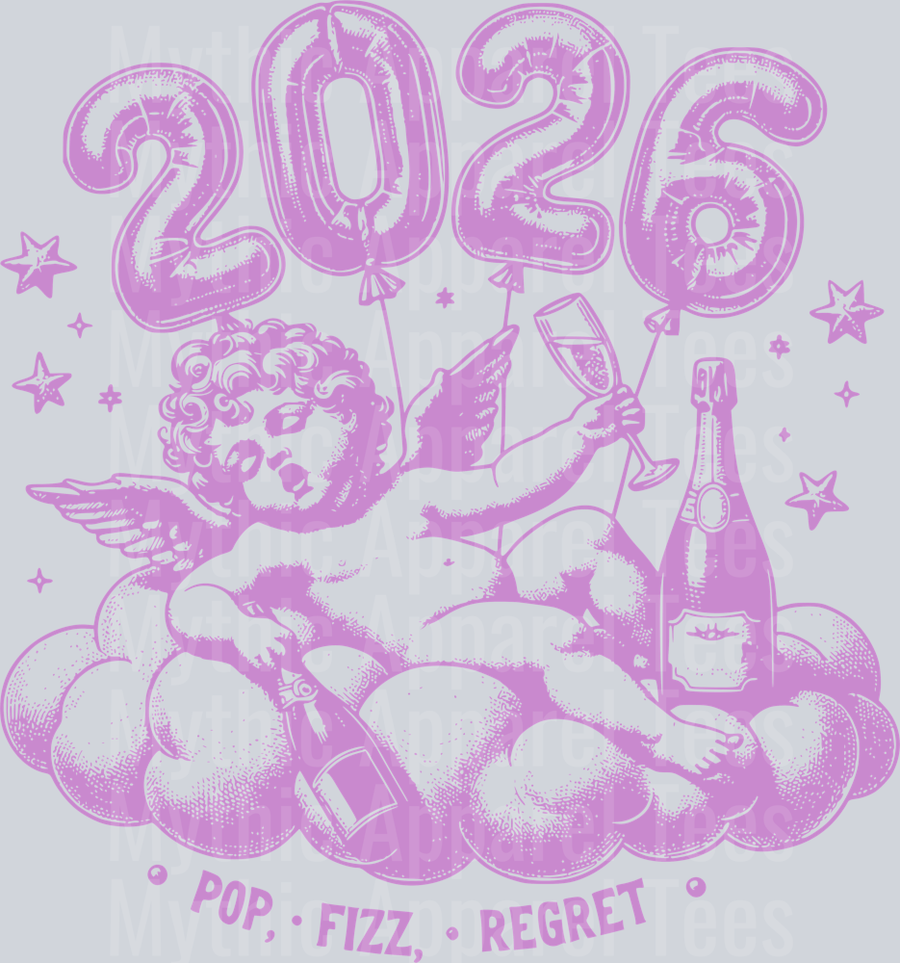 POP FIZZ REGRET CHERUB NEW YEARS PINK DESIGN