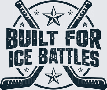 Ice Hockey Built For Ice Battles Crossed Sticks Stars Badge