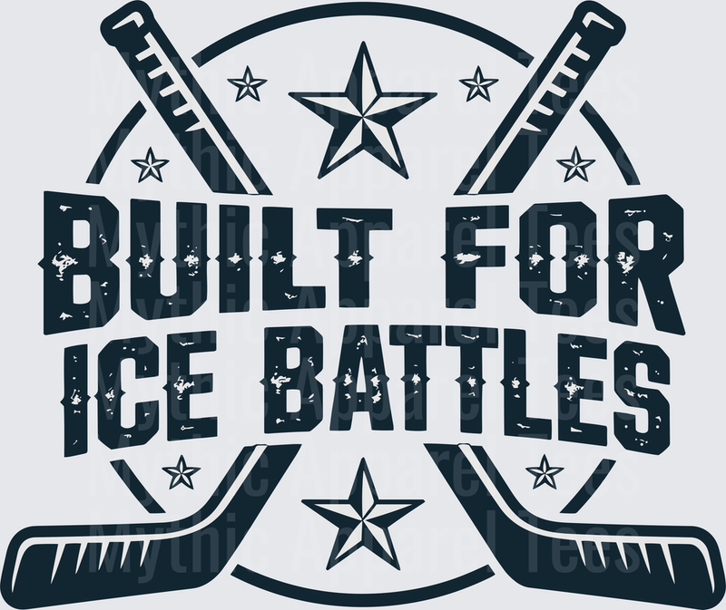 Ice Hockey Built For Ice Battles Crossed Sticks Stars Badge