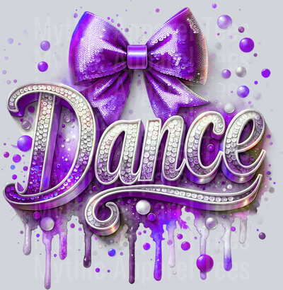 0018 Dance Sequins Purple DTF Dance Swoosh Transfers