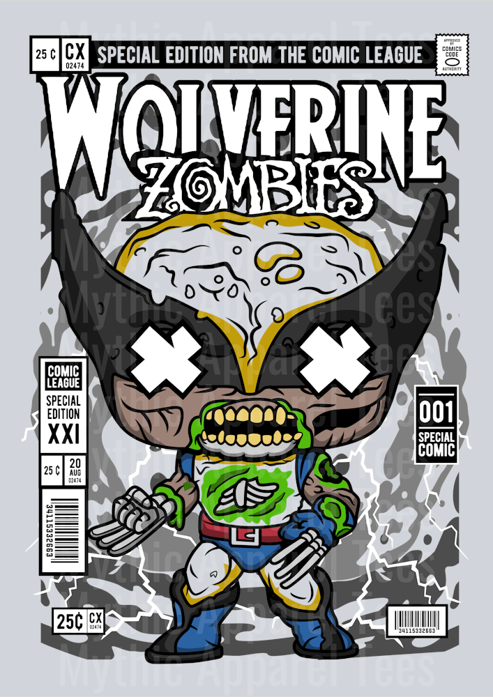 Zombie Wolverine Comic Book Cover STYLE DTF Pop Culture Transfers