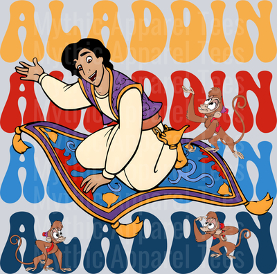 Aladdin and Magic Carpet DTF Disney Transfers