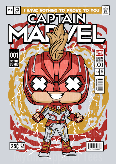 Captain Marvel Comic Book Cover STYLE DTF Pop Culture Transfers