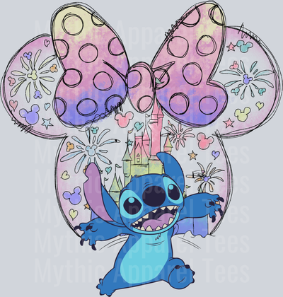 Stitch Glow Purple Pink Ears DTF Disney Transfers