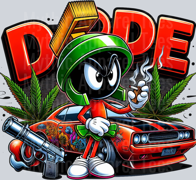 Marven The Martian 2 Smoking Pop Culture DTF Weed Transfers