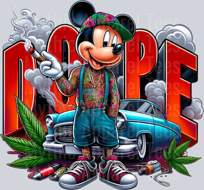 Mickey Mouse 2 Smoking Pop Culture DTF Weed Transfers