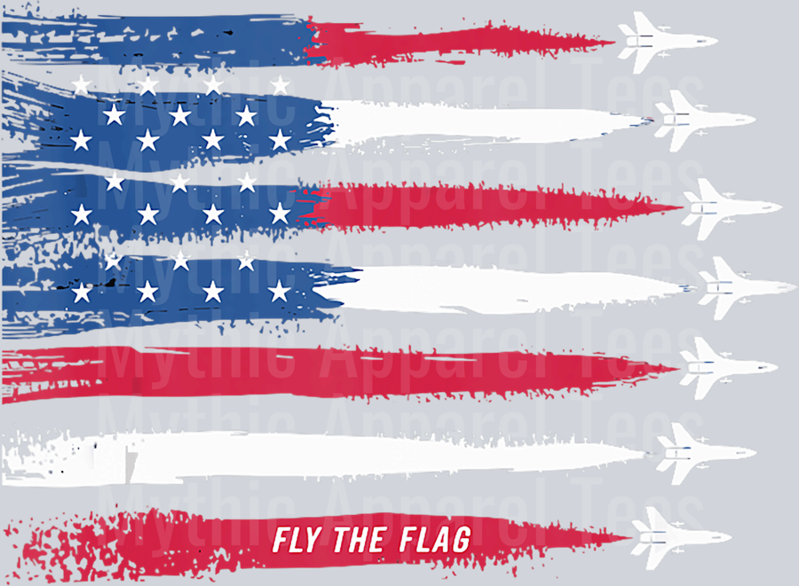 Fly the flag USA red white and blue jets in sky DTF Patriotic Transfers