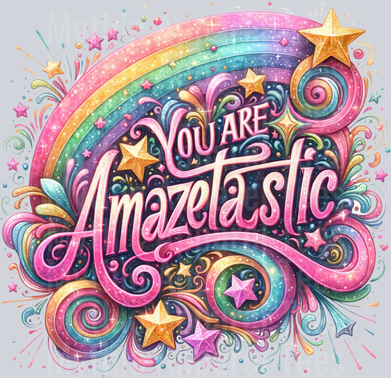 You Are Amazing Rainbow with Stars DTF Empowerment Transfers