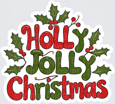 Christmas Holly Jolly Christmas Red Green Holiday Lettering
