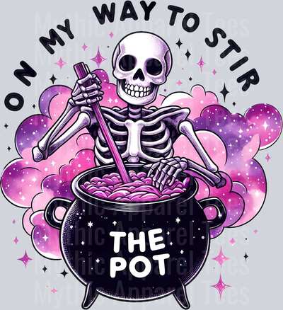 On my way to stir the pot pink and purple cloud DTF Skull Transfers