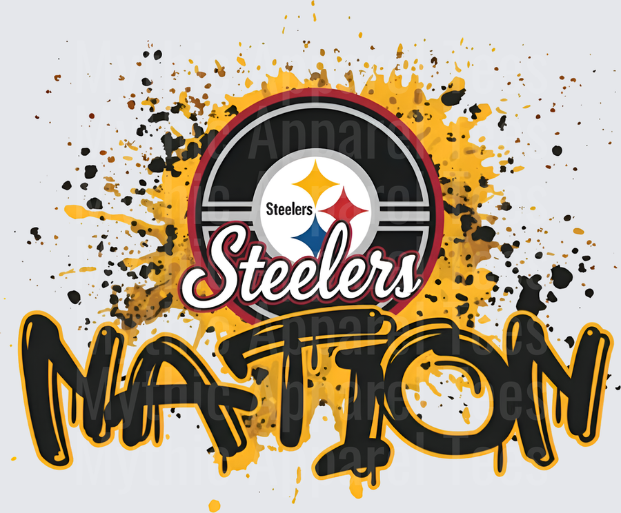 NFL Transfers Pittsburgh Steelers Nation Paint Splash Logo Design