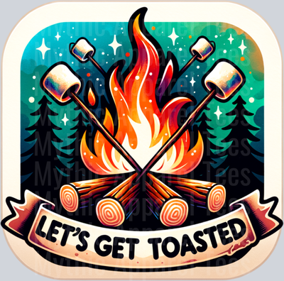 Let's get toasted 21 DTF Camping Transfers