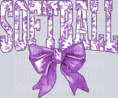 Lavender Softball School Spirit & Sports College Font Floral Pattern