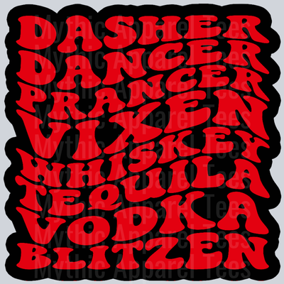 Dasher Dancer Prancer Vixen Christmas Wavy Retro Funny Designs