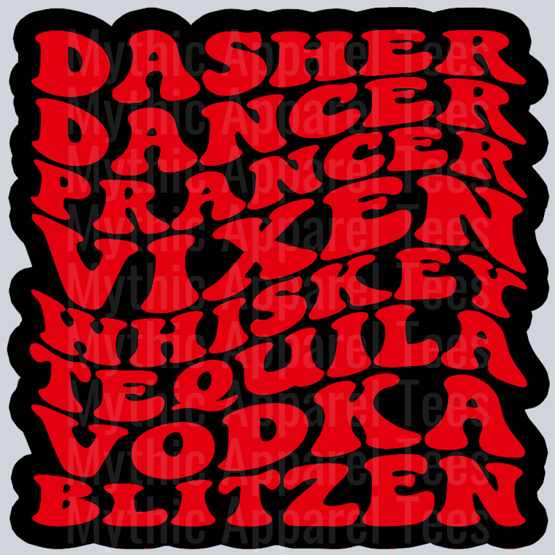 Dasher Dancer Prancer Vixen Christmas Wavy Retro Funny Designs