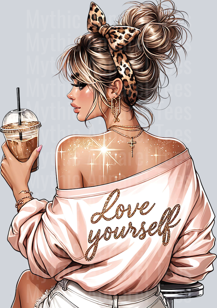 Love yourself Sassy Girl with Inspirational Quote DTF Inspirational Transfers