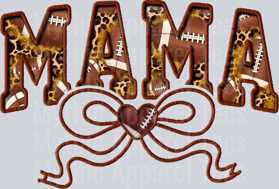 Football mama with brown bow cute DTF Sports Transfers