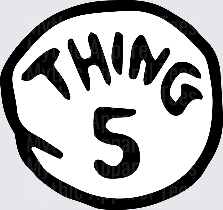 DR Seuss Thing 5 Black and White Circle Badge Logo