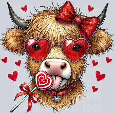 Highland Cow Heart Glasses Style Combo Valentines Day Design